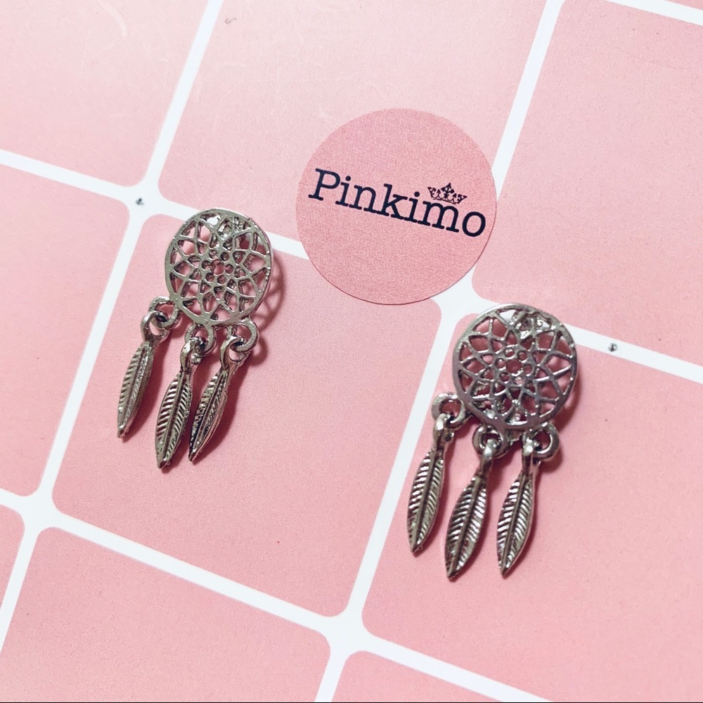 Silver Tone Vintage Dream Catcher Earrings